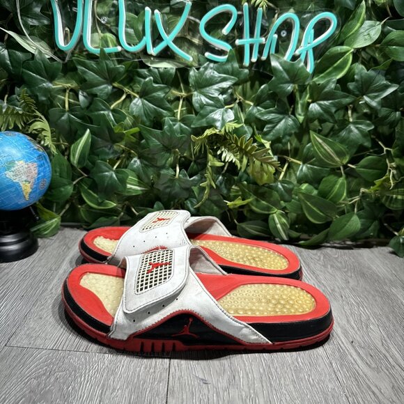 Jordan Hydro 4 Retro White Fire Red Slides Sandals Men’s Size 9 main image 7